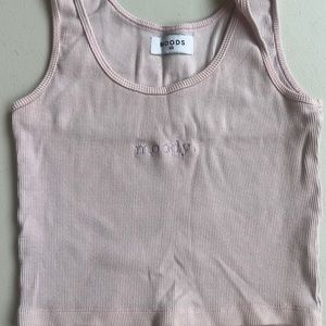 MOODS - “Moody.” Cropped baby pink tank